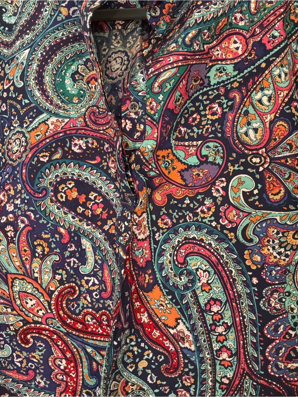 Lands End Paisley Blouse in Teal, Navy & Coral - Picture 2 of 5